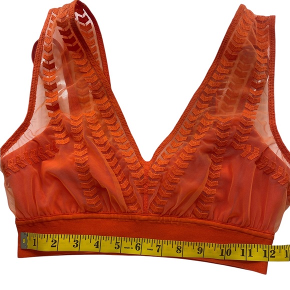 Free People movement Orange V-Neck sports Bra, Lace,Textured,Lined, Small,New - Picture 7 of 9